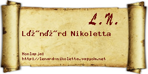 Lénárd Nikoletta névjegykártya