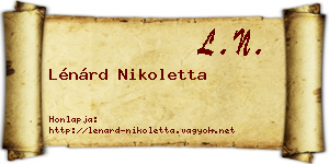 Lénárd Nikoletta névjegykártya